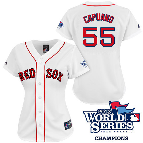Chris Capuano #55 mlb Jersey-Boston Red Sox Women's Authentic 2013 World Series Champions Home White Baseball Jersey